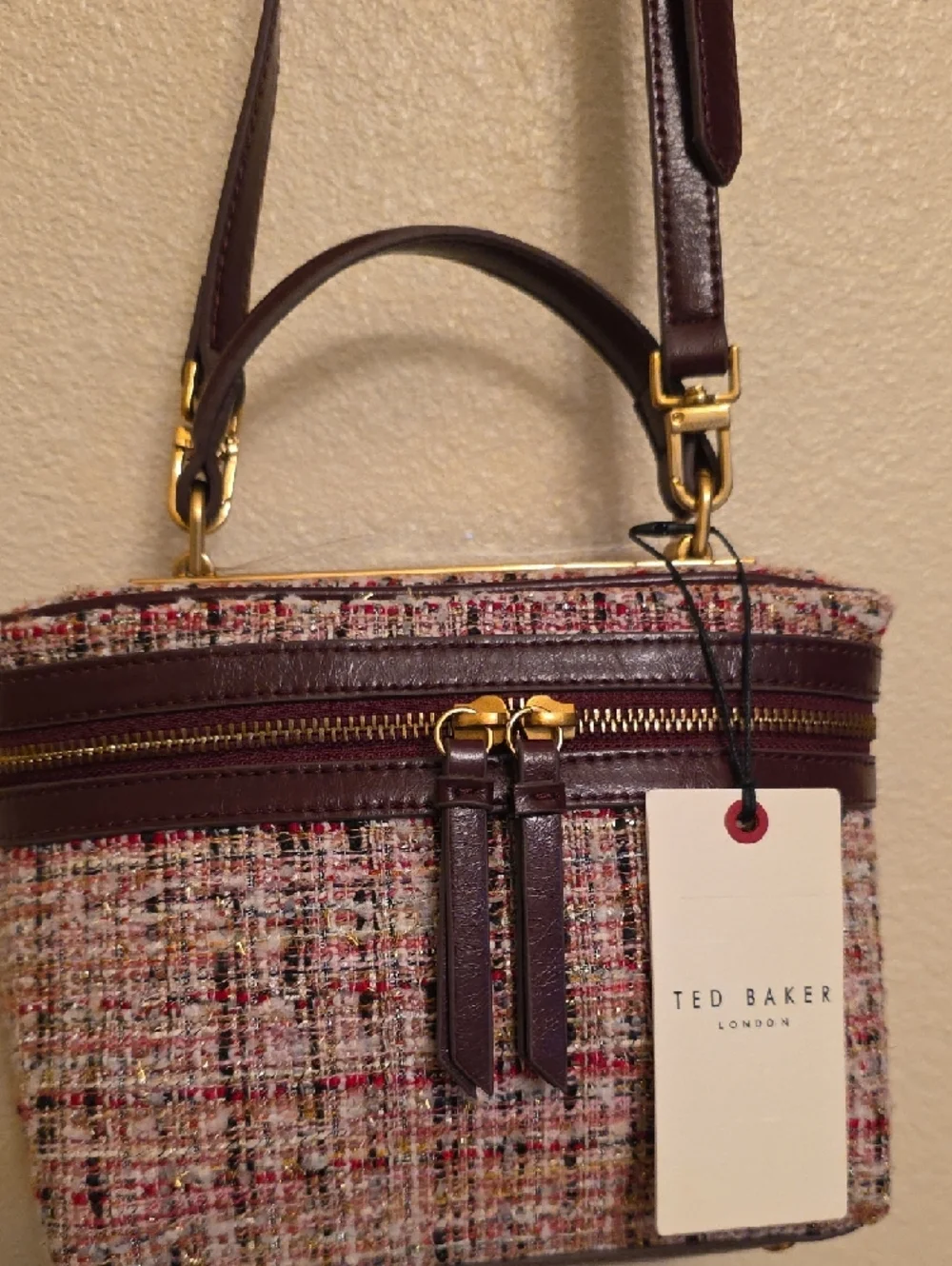 Ted‎ Baker Tweed Satchel Crossbody Bag. NWT.